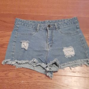 Ripped jean shorts